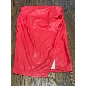 Generation Love Gina Vegan Leather Skirt Ruched Side Slit Red Size‎ XXL NEW
